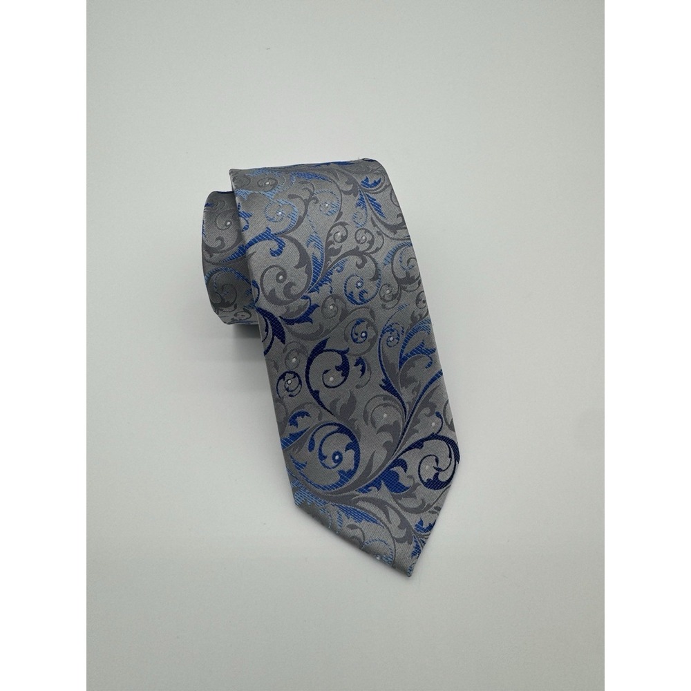 APT. 9 Gray Blue Paisley Tie Mens Neck Tie Polyester Classic‎ Wide Necktie